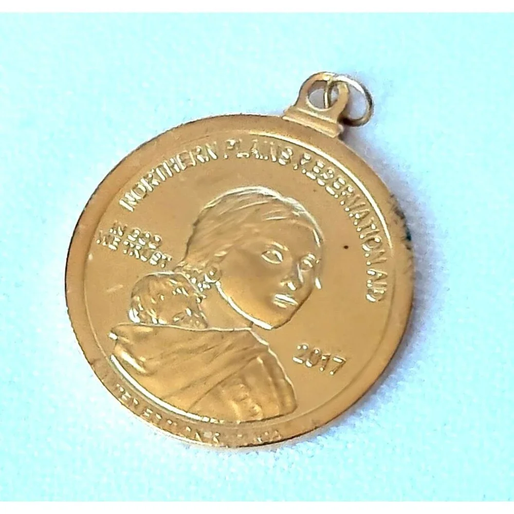 Sacagawea Pendant Coin American Indian Relief Council 2017 GOLD TONE